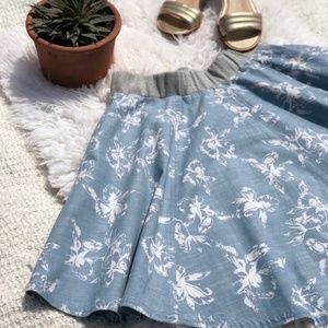 NWOT Free People Floral Chambray Skirt